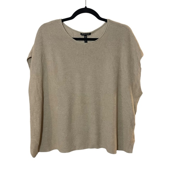 Eileen Fisher organic linen cotton sleeveless knit vest sweater beige minimalist - Picture 1 of 7
